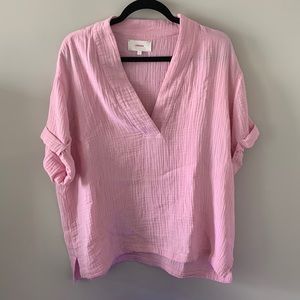 Cornea Avery split neck cotton gauze top